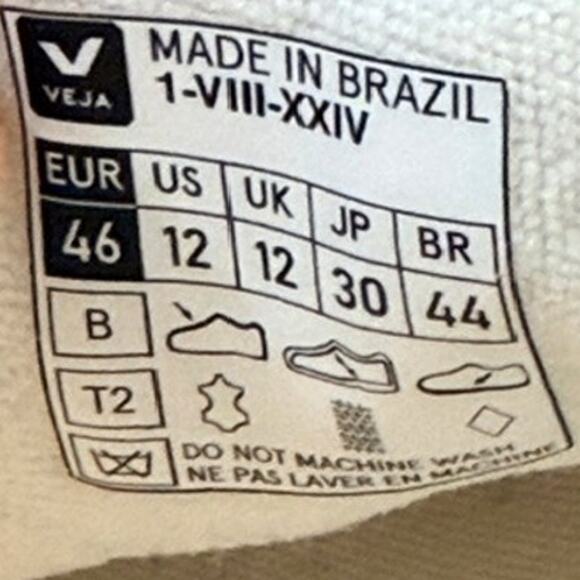 Veja V-90 Leather Sneakers White Pierre Almond Men\'s 12 Excellent Condition main image 4